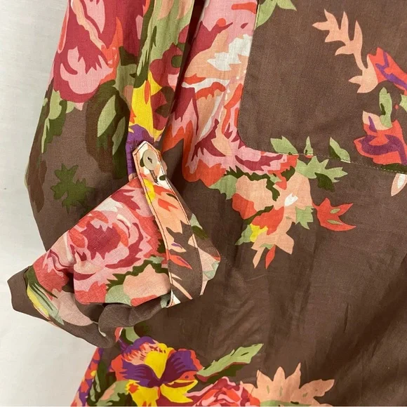 Soft Surroundings tunic floral rolled sleeves side pockets women’s Size XSmall - Picture 4 of 14